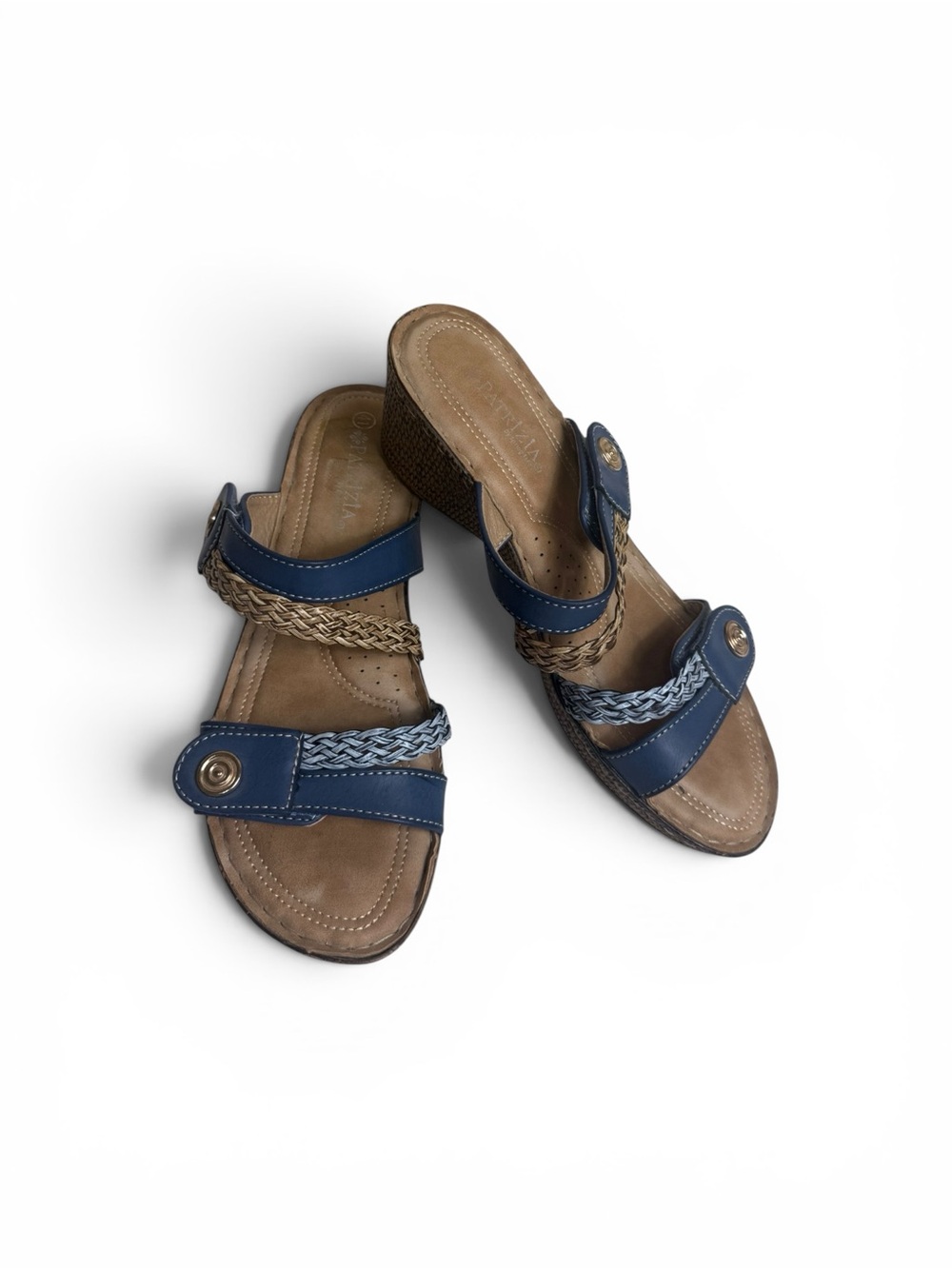 Blue Braided Double-strap Slide Sandals size 41-US 9.5